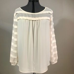 EUC LOFT Peach Embellished Sheer LongSleeve Blouse